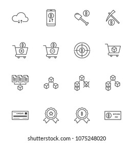 line icon set,cryptocurrency icon, blockchain icon collection, vector illustration