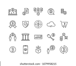 line icon set,cryptocurrency icon, blockchain icon collection, vector illustration