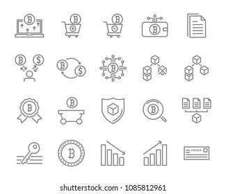 line icon set,cryptocurrency icon, blockchain icon collection, vector illustration