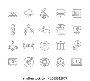 line icon set,cryptocurrency icon, blockchain icon collection, vector illustration