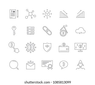 line icon set,cryptocurrency icon, blockchain icon collection, vector illustration
