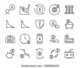 line icon set,cryptocurrency icon, blockchain icon collection, vector illustration