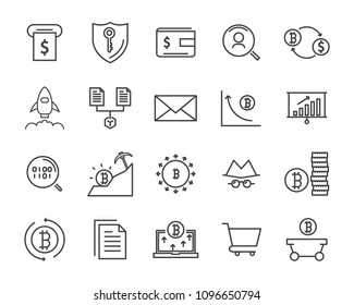 line icon set,cryptocurrency icon, blockchain icon collection, vector illustration