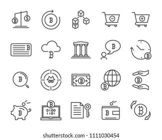 line icon set,cryptocurrency icon, blockchain icon collection, vector illustration