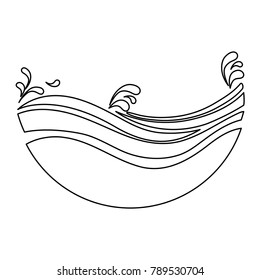 line icon shape wave and blue ocean