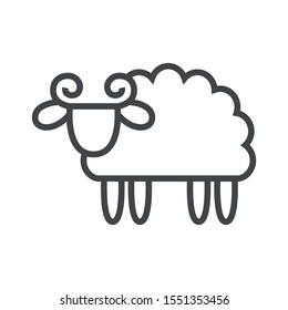Line icon sheep in profile. Simple vector illustration with ability to change.