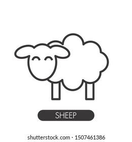 Line icon sheep side on white background