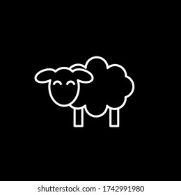 Line icon sheep side on black background