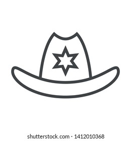 Line icon with sheriff hat. Simple vector illustration with ability to change.