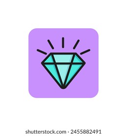 Linie-Symbol des glänzenden Diamanten. Edelstein, Erfolg, Schatz. Luxuskonzept. Kann für Themen wie Geschäft, Schmuck, Wohlstand verwendet werden