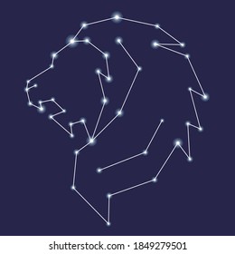 line icon with shiny stars of horoscope, zodiac and star sign.