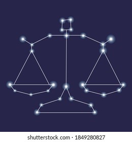 line icon with shiny stars of horoscope, zodiac and star sign.
