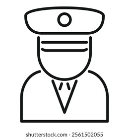 Line icon of a ship captain wearing a uniform, perfect for maritime themed projects