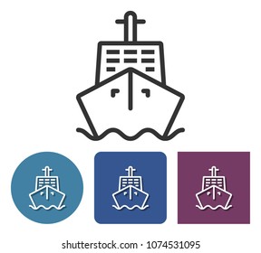 Line icon of ship in different variants 