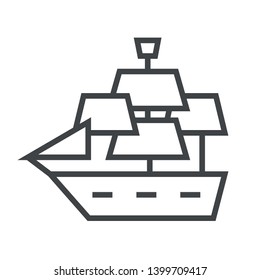Line icon ship. Simple vector illustration with ability to change.