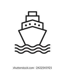 line icon ship yacht isolated on white background