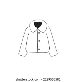 Line icon short puffer jacket illustration outline drawing streetwear coat silhouette puffer coat hand drawing symbol winter outfit 