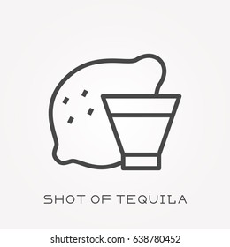 Line icon shot of tequila