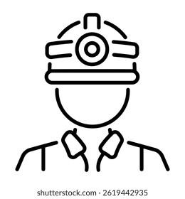 A line icon showing an adventurous cave explorer