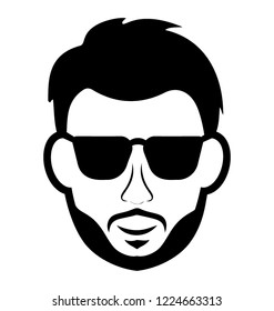 
Line icon showing hipster avatar 
