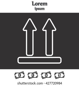 line icon of Side Up sign, symbol