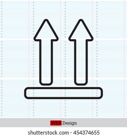 line icon of Side Up sign (symbol)