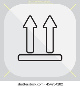 line icon of Side Up sign (symbol)