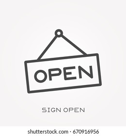 Line icon sign open