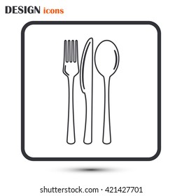 Line icon- sign with spoon, fork and knife.Menu card.
