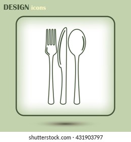 Line icon- sign with spoon, fork and knife.Menu card.