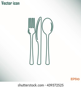 Icono de línea con cuchara, tenedor y cuchillo.Carta de menú.