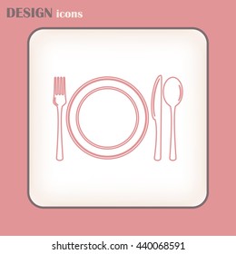 Line icon- sign with spoon, fork and knife.Menu card.