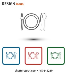 Line icon- sign with spoon, fork and knife.Menu card.