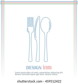 Line icon- sign with spoon, fork and knife.Menu card.