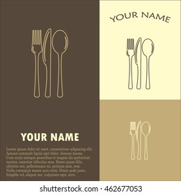 Line icon- sign with spoon, fork and knife.Menu card.