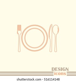Line icon- sign with spoon, fork and knife.Menu card.