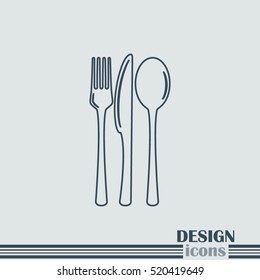 Line icon- sign with spoon, fork and knife.Menu card.