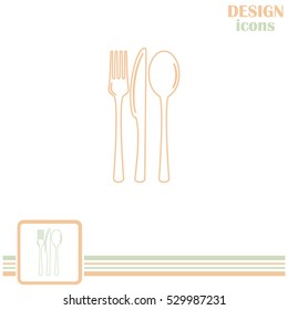 Line icon- sign with spoon, fork and knife.Menu card.