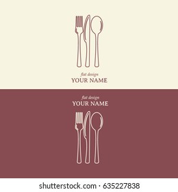 Line icon- sign with spoon, fork and knife.Menu card.