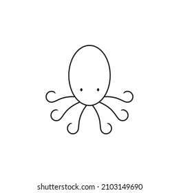 line icon simple octopus isolated on white background.