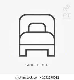 Line icon single bed