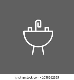 Line icon of sink with faucet. Bathroom, drinking fountain, toilet. Water closet concept. Can be used for topics like public services, hygiene, sanitary