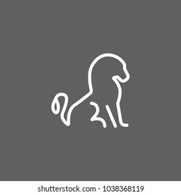 Line icon of sitting line outline. Zoo, lion cage pointer, safari. Animals concept. Can be used for signboards, poster, brochure pictograms