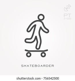 Line icon skateboarder
