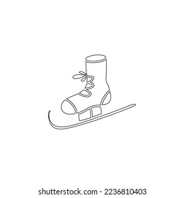 Line icon skating shoe. Outline icon Skate Shoe, hand drawing christmas elements line sign skating shoes, christmas snow shoes