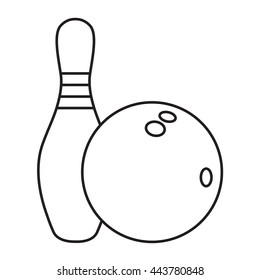 Line icon skittle and bowling ball. Vector illustration.