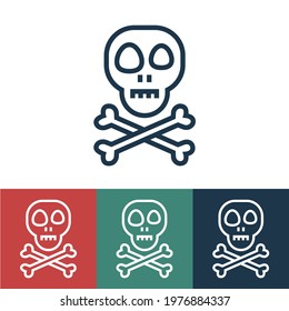 Line icon skull with bones