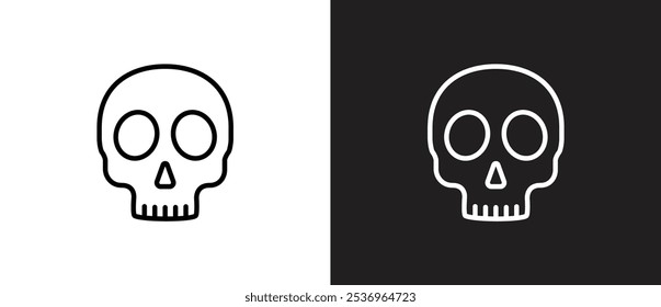 Line icon of Skull. Dangerous crossbones and skull icon. human head skeleton vector icon outline. Cute naive skull symbol. Skull vector illustration in black and white background. Editable stroke.