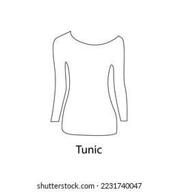 Line icon sleeve length blouse vector illustartion. tunic outline icon cross over shirt hand drawing blouse shirt vector icon isolated on white background. Silhouette of blouse for women