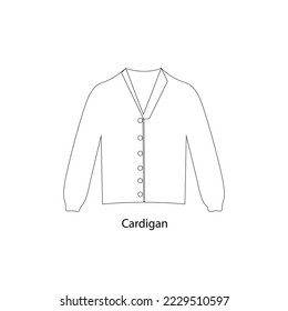 Line icon sleeve length man blouse vector illustartion. Male cardigan outline icon hand drawing cardigan tshirt vector icon isolated on white background. Silhouette of cardigan for men